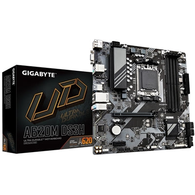 Gigabyte A620M DS3H AM5 Micro-ATX Motherboard - DDR5, PCIe 4.0 Gigabyte A620M DS3H AM5 Micro-ATX Motherboard - DDR5, PCIe 4.0